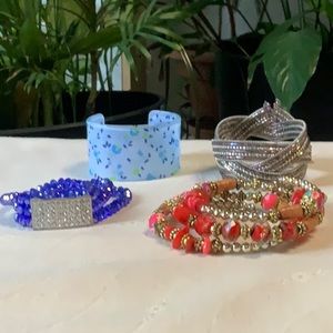 Bracelet mix lot - red blue and bling